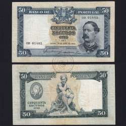 NOTA DE 50 ESCUDOS 1953 ( CIRCULADA ) "50$00 1953 Ch.7 FONTES PEREIRA DE MELLO - BANCO DE PORTUGAL (28/04/1953)