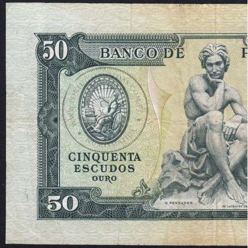 NOTA DE 50 ESCUDOS 1953 ( CIRCULADA ) "50$00 1953 Ch.7 FONTES PEREIRA DE MELLO - BANCO DE PORTUGAL (28/04/1953)
