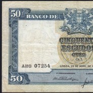 NOTA DE 50 ESCUDOS 1953 ( CIRCULADA ) "50$00 1953 Ch.7 FONTES PEREIRA DE MELLO - BANCO DE PORTUGAL (28/04/1953)