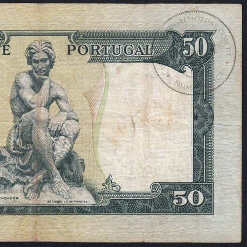 NOTA DE 50 ESCUDOS 1953 ( CIRCULADA ) "50$00 1953 Ch.7 FONTES PEREIRA DE MELLO - BANCO DE PORTUGAL (28/04/1953)