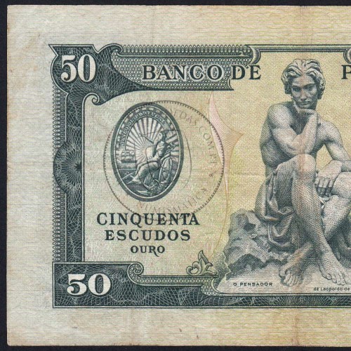 NOTA DE 50 ESCUDOS 1953 ( CIRCULADA ) "50$00 1953 Ch.7 FONTES PEREIRA DE MELLO - BANCO DE PORTUGAL (28/04/1953)