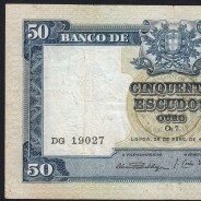 NOTA DE 50 ESCUDOS 1953 ( CIRCULADA ) "50$00 1953 Ch.7 FONTES PEREIRA DE MELLO - BANCO DE PORTUGAL (28/04/1953)