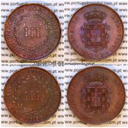 III Réis 1875 Cobre D. Luis I, 3 Réis 1875 cobre do reinado de D. Luis I, (Bela/ Soberba), World Coins Portugal KM 517