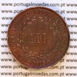 III Réis 1875 Cobre D. Luis I, 3 Réis 1875 cobre do reinado de D. Luis I, (Bela/ Soberba), World Coins Portugal KM 517