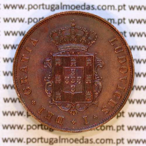 III Réis 1875 Cobre D. Luis I, 3 Réis 1875 cobre do reinado de D. Luis I, (Bela/ Soberba), World Coins Portugal KM 517