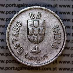 Índia, 4 Tangas 1934 Cuproníquel, Estado da India Portuguesa, (MBC), World Coins India Portuguese KM 21
