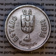 Índia, 4 Tangas 1934 Cuproníquel, Estado da India Portuguesa, (MBC), World Coins India Portuguese KM 21