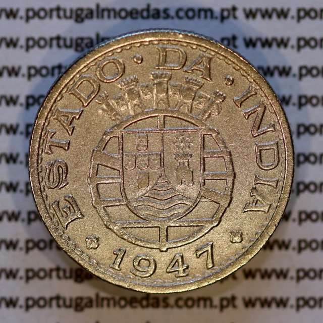 1/2 Rupia 1947 Cuproníquel Estado da Índia Portuguesa, Ex-Colónia Portuguesa, (MBC), World Coins India Portuguese KM 26