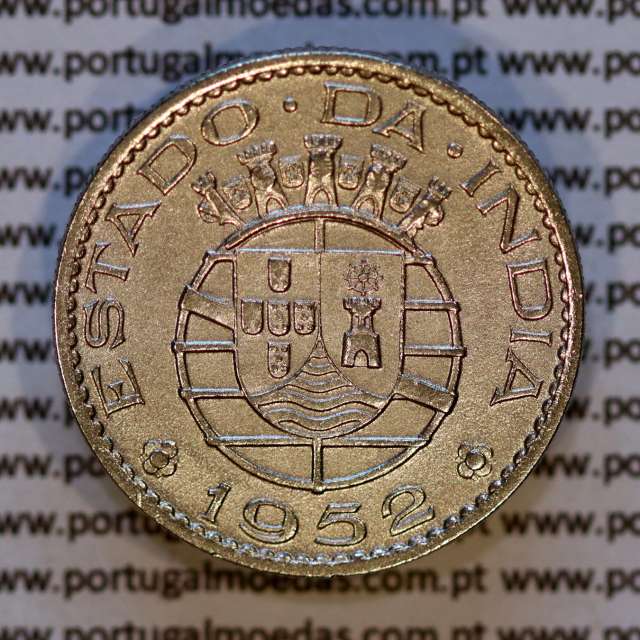 1/2 Rupia 1952 Cuproníquel Estado da Índia Portuguesa, Ex-Colónia, (MBC+), World Coins India Portuguese KM 26
