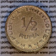 1/2 Rupia 1952 Cuproníquel Estado da Índia Portuguesa, Ex-Colónia, (MBC+), World Coins India Portuguese KM 26