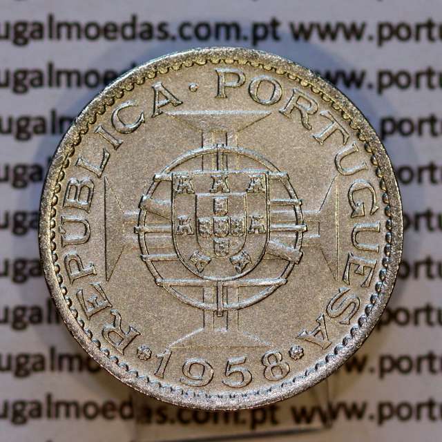 60 centavos alpaca 1958 Índia, $60 alpaca 1958 Estado da Índia portuguesa, (Bela), World Coins India Portuguese KM 32