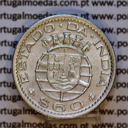 60 centavos alpaca 1958 Índia, $60 alpaca 1958 Estado da Índia portuguesa, (Bela), World Coins India Portuguese KM 32
