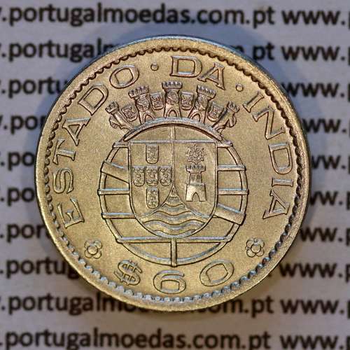 Portuguese India Coin of 60 centavos alpaca 1958, from the State of Portuguese India, (AU), World Coins Portuguese India KM32