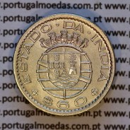 Portuguese India Coin of 60 centavos alpaca 1958, from the State of Portuguese India, (AU), World Coins Portuguese India KM32