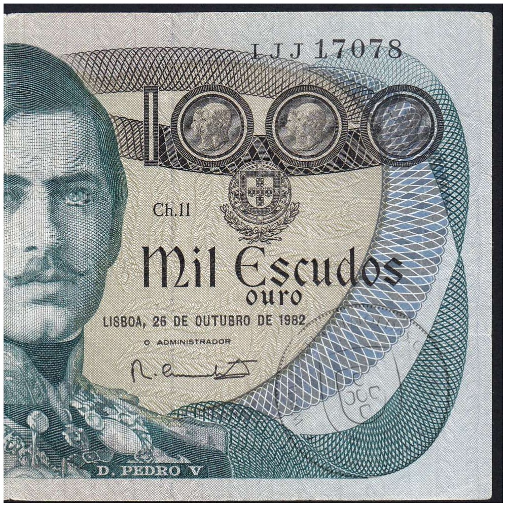 Nota de 1000 Escudos 1982 D.Pedro V, 1000$00 26/10/1982 Chapa: 11 - Banco de Portugal (Circulada), Pick 175