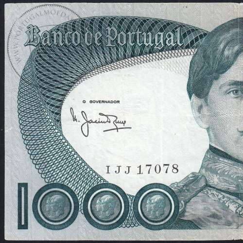 1000 Escudos Banknote 1982 D. Pedro V, 1000$00 26/10/1982 Plate: 11 - Bank of Portugal (Circulated), Pick 175