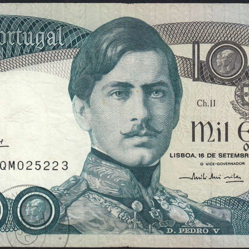 Nota de 1000 Escudos 1980 D.Pedro V, 1000$00 16/09/1980 Chapa: 11 - Banco de Portugal (Circulada), Pick 175