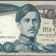 1000 Escudos Banknote 1980 D. Pedro V, 1000$00 16/09/1980 Plate: 11 - Bank of Portugal (Circulated), Pick 175