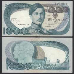1000 Escudos Banknote 1980 D. Pedro V, 1000$00 16/09/1980 Plate: 11 - Bank of Portugal (Circulated), Pick 175