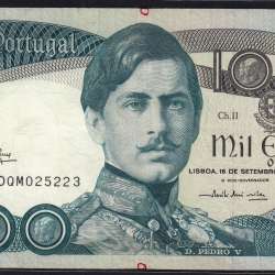 Nota de 1000 Escudos 1980 D.Pedro V, 1000$00 16/09/1980 Chapa: 11 - Banco de Portugal (Circulada), Pick 175