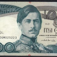 1000 Escudos Banknote 1980 D. Pedro V, 1000$00 16/09/1980 Plate: 11 - Bank of Portugal (Circulated), Pick 175