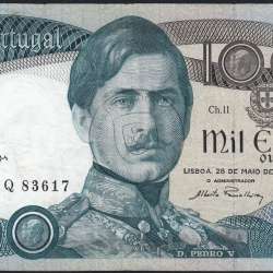 1000 Escudos Banknote 1968 D. Pedro V, 1000$00 28/05/1968 Plate: 11 - Bank of Portugal (Circulated), Pick 175