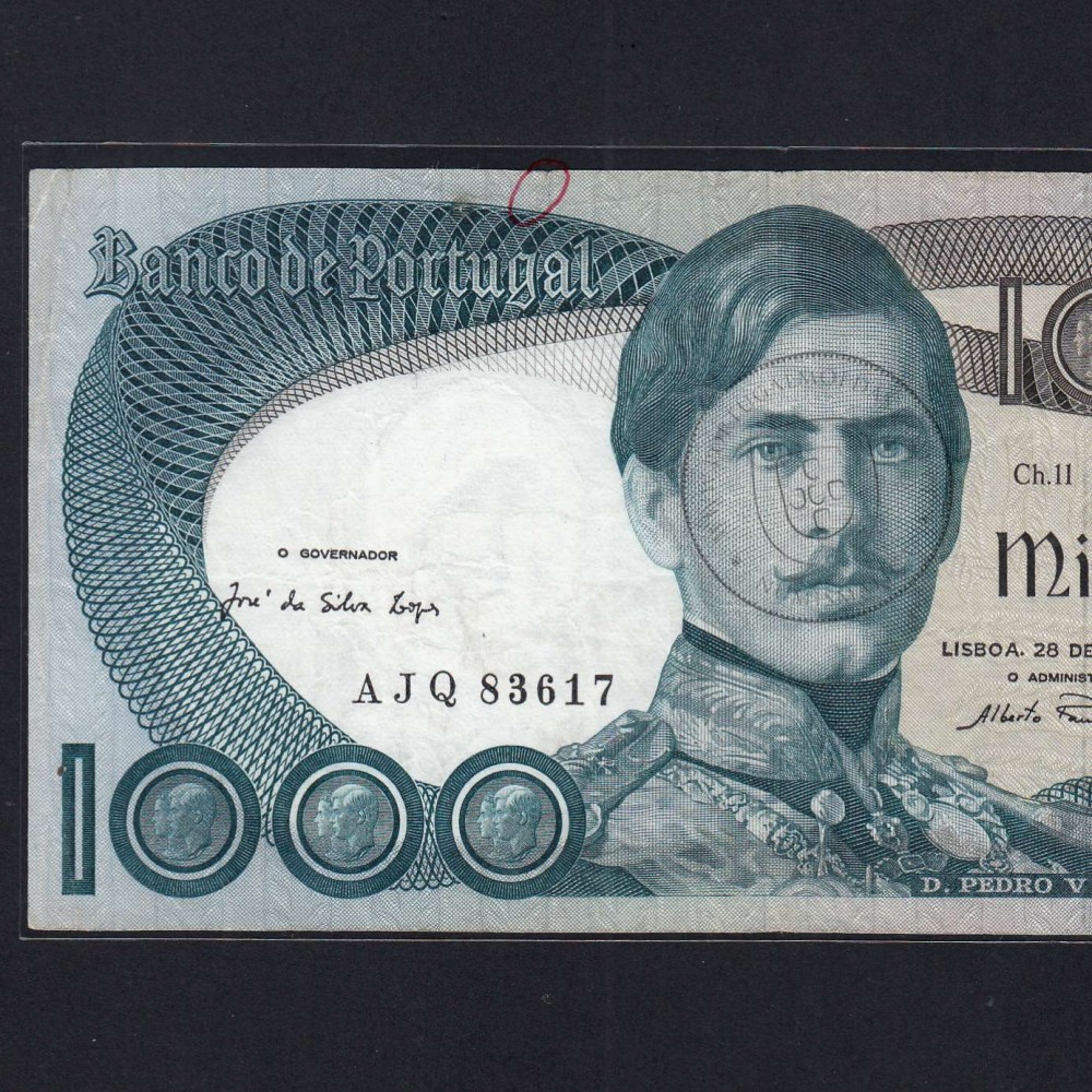 Nota de 1000 Escudos 1968 D.Pedro V, 1000$00 28/05/1968 Chapa: 11 - Banco de Portugal (Circulada), Pick 175