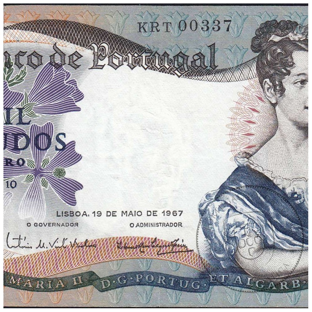 Nota de 1000 Escudos 1967 D.Maria II, 1000$00 19/05/1967 Chapa: 10 - Banco de Portugal (Circulada), Pick 172