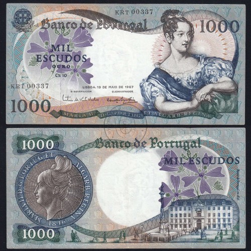 Nota de 1000 Escudos 1967 D.Maria II, 1000$00 19/05/1967 Chapa: 10 - Banco de Portugal (Circulada), Pick 172