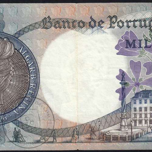 1000 Escudos Banknote 1967 D. Maria II, 1000$00 19/05/1967 Plate: 10 - Bank of Portugal (Circulated), Pick 172