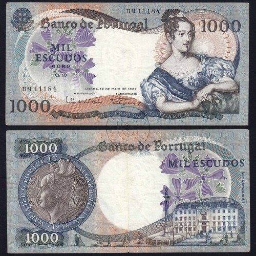 Nota de 1000 Escudos 1967 D.Maria II, 1000$00 19/05/1967 Chapa: 10 - Banco de Portugal (Circulada), Pick 172