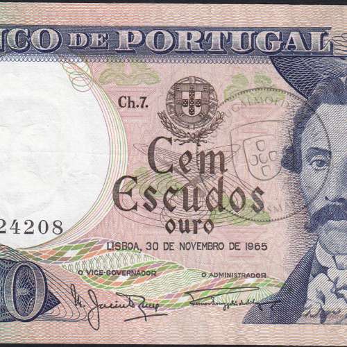 Nota de 100 Escudos 1965 Camilo Castelo Branco, 100$00 30/11/1965 Chapa: 7 - Banco de Portugal (Circulada), Pick 169