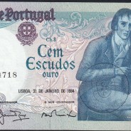 100 Escudos 1984 Bocage 31/01/1984, 100$00 One Hundred Escudos 31/01/1984 Plate: 8 Bank of Portugal, (C), Pick 178c