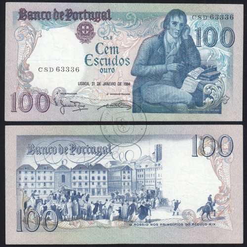Capicua - 100 Escudos 1984 Bocage 31/01/1984, 100$00 Cem Escudos 31/01/1984 Chapa:8 Banco de Portugal, (C), Pick 178c