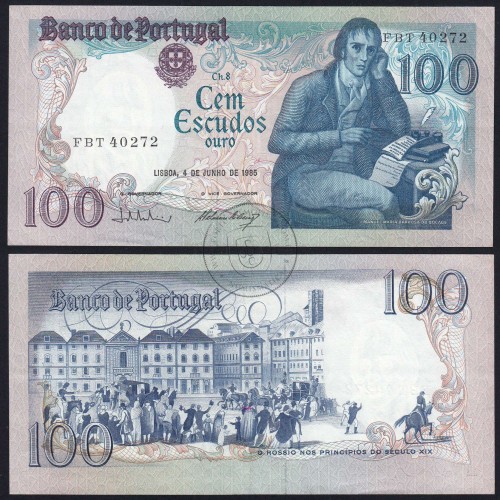 100 Escudos 1985 Bocage 04/06/1985, 100$00 Cem Escudos 04/06/1985 Chapa:8 Banco de Portugal, (C), Pick 178e