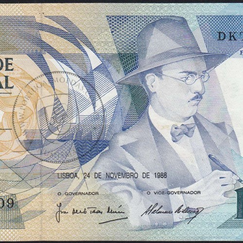 100 Escudos 1988 Fernando Pessoa 24/11/1988, 100$00 Cem Escudos 24/11/1988 Chapa:9 Banco de Portugal, (PC), Pick 179f