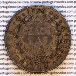 12 Macutas silver 1796 of portuguese queen D. Maria I (1786-1799), Angola Former Colony of Portugal, W.Coins Angola KM 36