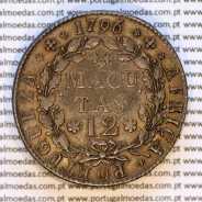 12 Macutas silver 1796 of portuguese queen D. Maria I (1786-1799), Angola Former Colony of Portugal, W.Coins Angola KM 36