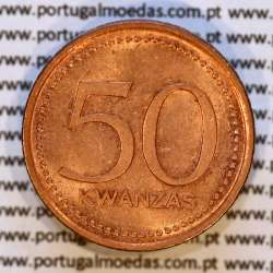 Angola coin, 50 Kwanzas 1991 copper, People's Republic of Angola, (AU/UNC), World Coins Angola KM 91