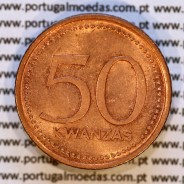 Angola coin, 50 Kwanzas 1991 copper, People's Republic of Angola, (AU/UNC), World Coins Angola KM 91
