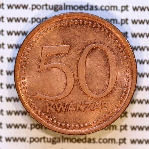 50 Kwanzas 1991 cobre, Republica Popular de Angola, (Bela/Soberba), World Coins Angola KM 91