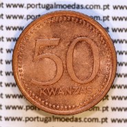 Angola coin, 50 Kwanzas 1991 copper, People's Republic of Angola, (AU/UNC), World Coins Angola KM 91