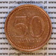 50 Kwanzas 1991 cobre, Republica Popular de Angola, (MBC+/Bela), World Coins Angola KM 91