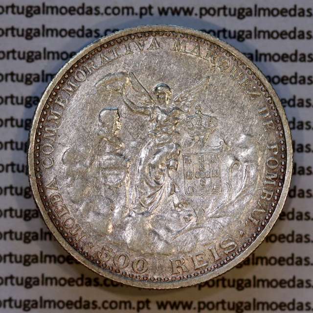 500 réis 1910 prata D. Manuel II, Marquês de Pombal, (MBC+), World Coins Portugal KM 557