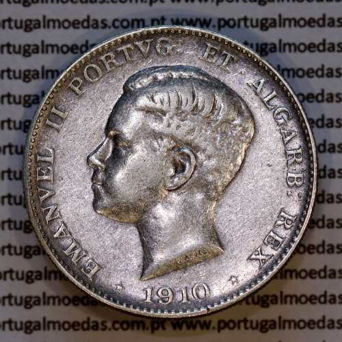 500 réis 1910 prata D. Manuel II, Marquês de Pombal, (MBC+), World Coins Portugal KM 557