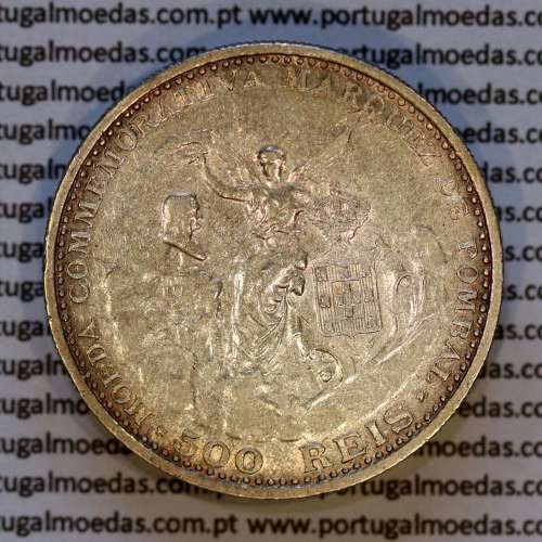 500 réis 1910 prata D. Manuel II, Marquês de Pombal, (MBC+), World Coins Portugal KM 557