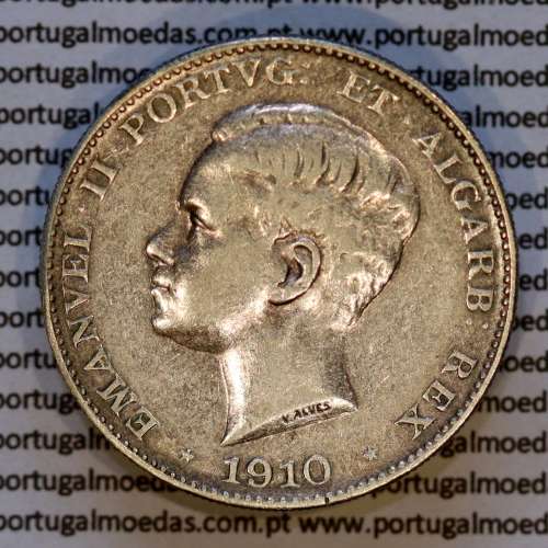500 réis 1910 prata D. Manuel II, Marquês de Pombal, (MBC+), World Coins Portugal KM 557