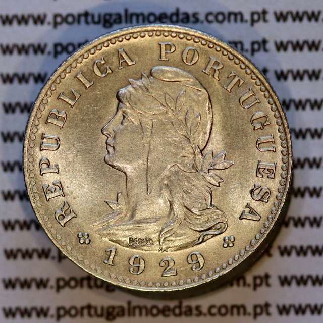 Nickel brass coin, 20 centavos 1929 of Saint Thomas & Prince, former Portuguese colony, (AU), World Coins KM 3