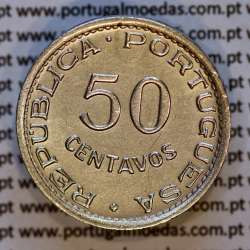 50 Centavos 1951 Alpaca, S. Tomé e Príncipe Ex-colónia Portuguesa, (Bela), World Coins Saint Thomas & Prince Island KM10