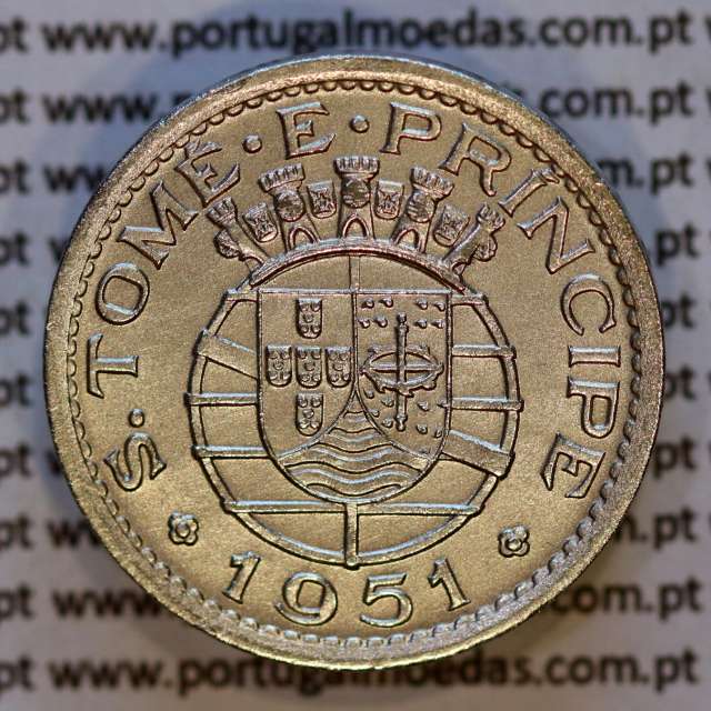 50 Centavos 1951 Alpaca, S. Tomé e Príncipe Ex-colónia Portuguesa, (Bela), World Coins Saint Thomas & Prince Island KM10